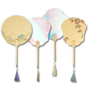 10把装文创宣纸团扇空白扇子古风书法创意diy材料包手绘定制扇面