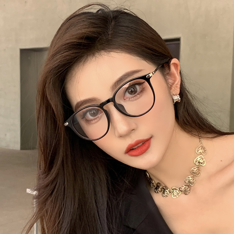 黑框小脸款平光镜女防蓝光可配近视有度数韩版复古眼镜框架男复古