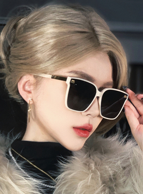 2025新款方框白色墨镜女高级感时尚百搭防晒遮阳辣妹美式太阳眼镜