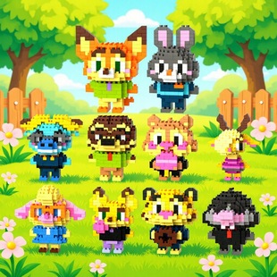 朱迪兔子警官微颗粒积木动物造型尼克狐奖品学校奖励儿童解压玩具