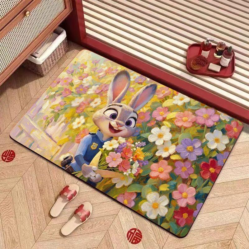 疯狂动物城长方形地垫易打理耐脏防滑儿童家用浴室兔朱迪硅藻泥垫,居家布艺,家用脚垫,淘宝优惠券,粉丝福利购,淘宝优惠卷