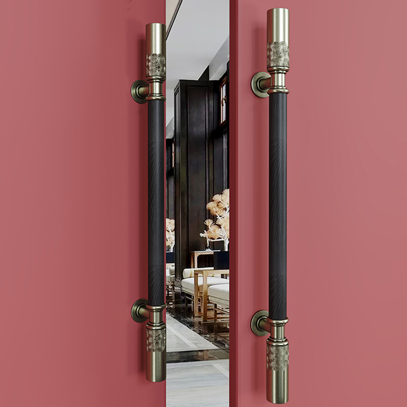 中式大拉手高档工艺玻璃门把手现代金色仿古大门拉手中国红大把手