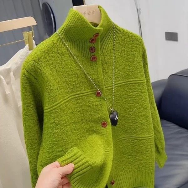 2025韩系小个子洋气毛衣女秋冬新款高领爆款针织开衫女款短款上衣
