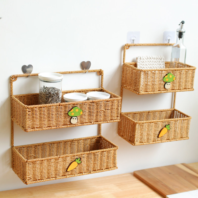 桂味源免打孔塑料编织多层置物架