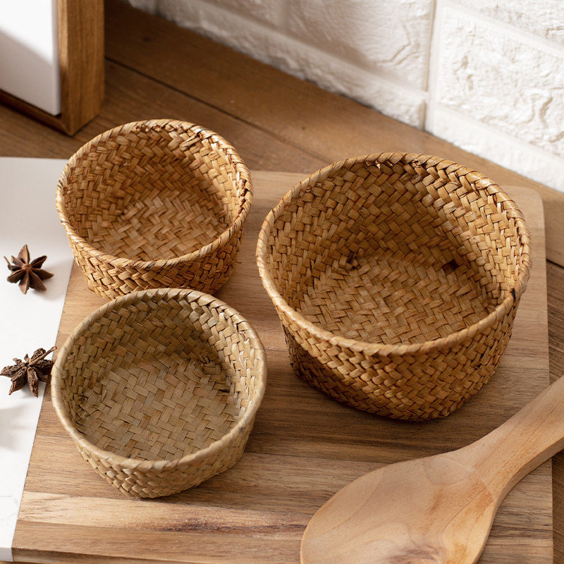 桂味源海草编桌面姜蒜收纳盒针线盒钥匙筐客厅首饰盒收纳篮小圆筒,收纳整理,其他收纳篮,淘宝优惠券,粉丝福利购,淘宝优惠卷