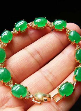 【女神手链】真品手链女韩版闺蜜玉石手链祖母绿手串学生简约个性