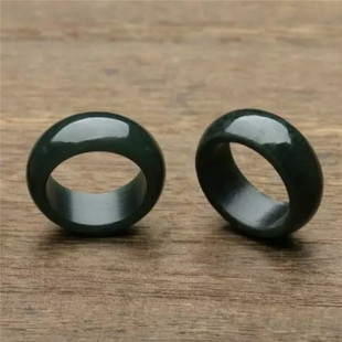 直播货源精选款A货和田玉戒指 情侣款黑青玉指环 精细料青玉戒指