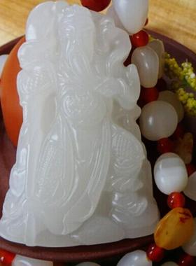 阿富汗白玉大刀关公玉吊坠 男款玉器Ａ级阿富汗玉石挂件