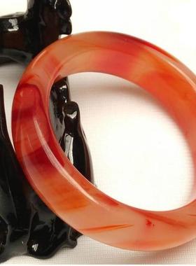 厂家外蒙料鸡血红玉手镯玛瑙色手镯玻璃手镯女士手镯女款飘红