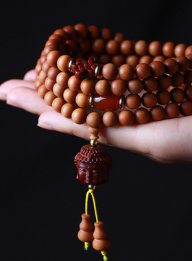 芭比檀香DIY释迦摩尼款手链 0.8&times;108颗男女文玩手串念珠厂