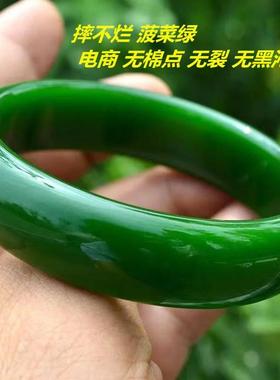 厂家外蒙料仿新疆和田碧玉色镯子菠菜绿玉石玉器女款手镯