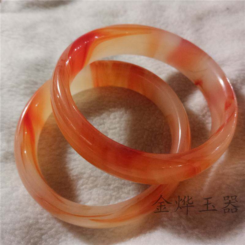 宽版琉璃红色玛瑙仿玉石手镯金丝戈壁镯10元模式展会厂价