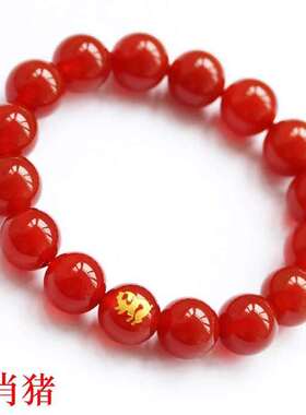 【买一赠六】正品天然红玛瑙黑色生肖属相男女手链手串新款情侣