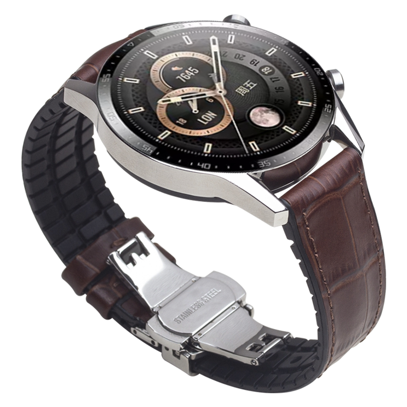 适用三星watch8/7表带galaxy watch3/4表带45/41/40/46mm三星Gear S3/S4智能手表橡胶watch6/5真皮表带S4表带