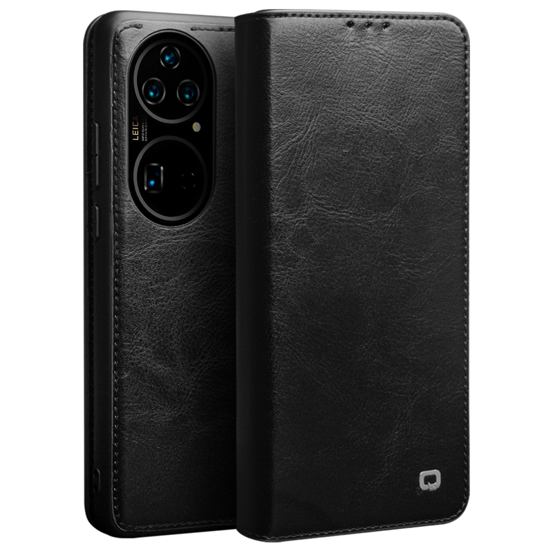 华为p50pro翻盖真皮商务手机壳