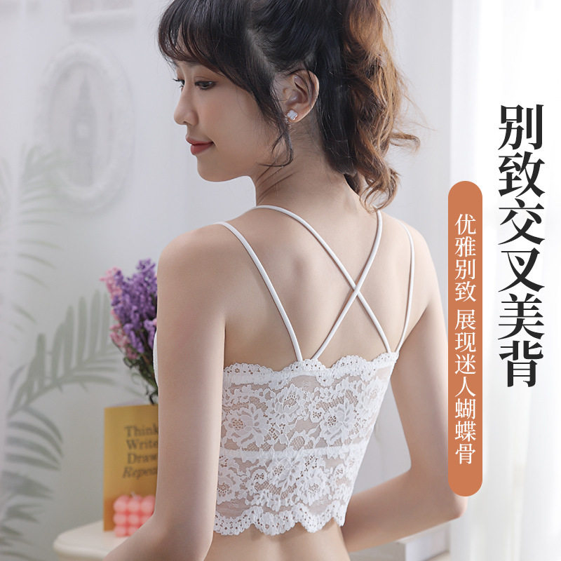 美背性感交叉肩带吊带裹胸 无钢圈打底防走光吊带少女抹胸小背心