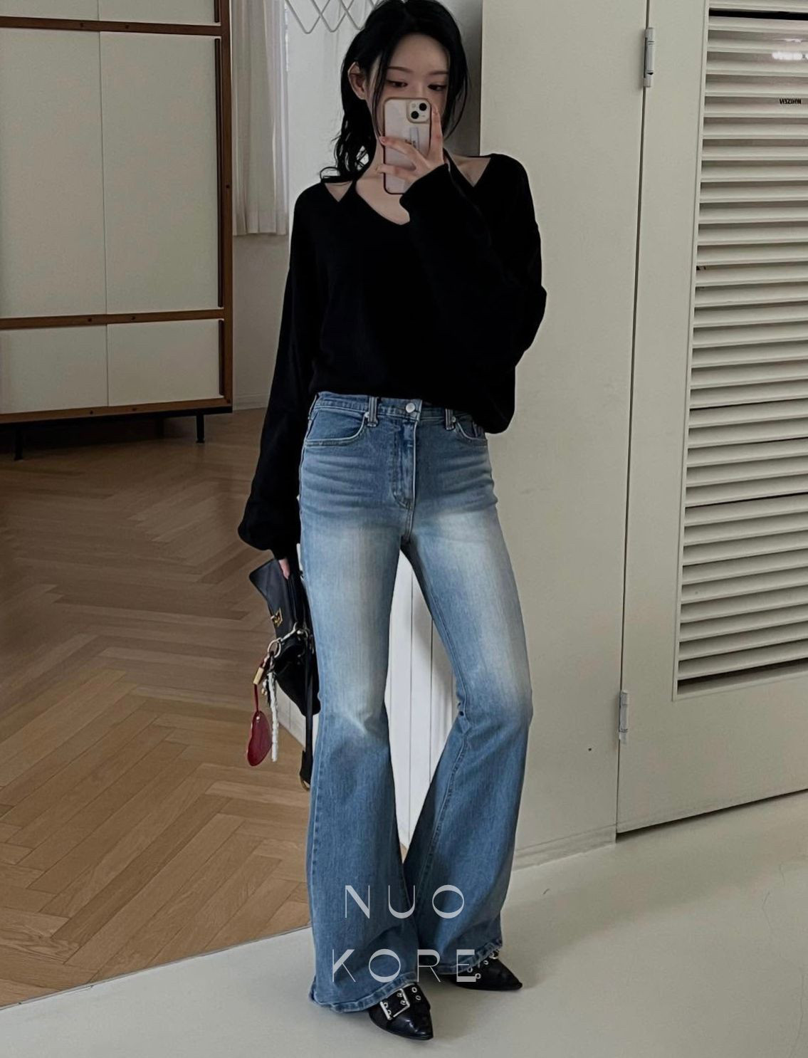 现货～BAIE.38 韩国正品小众设计师品牌2026春款显瘦微喇牛仔裤女