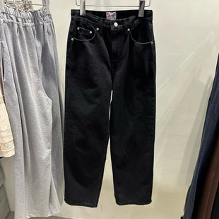outfit 韩国代购正品2025秋冬新款直筒显瘦黑色牛仔裤女
