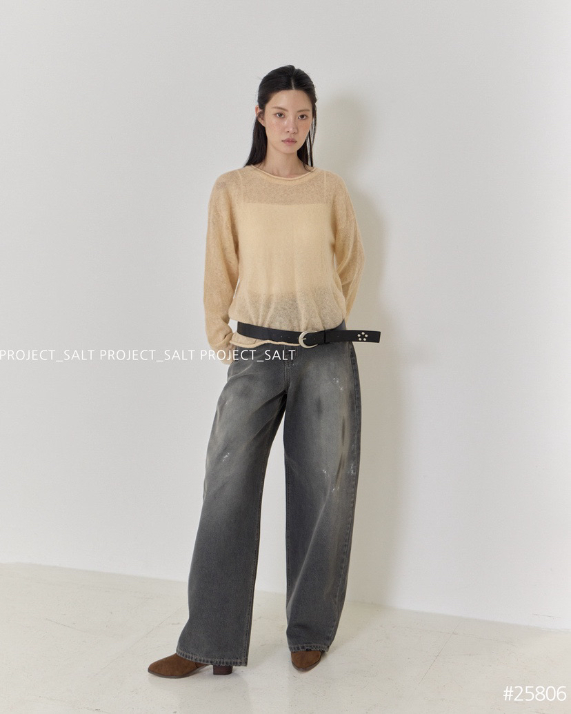 韩国projectsalt休闲弯刀牛仔裤