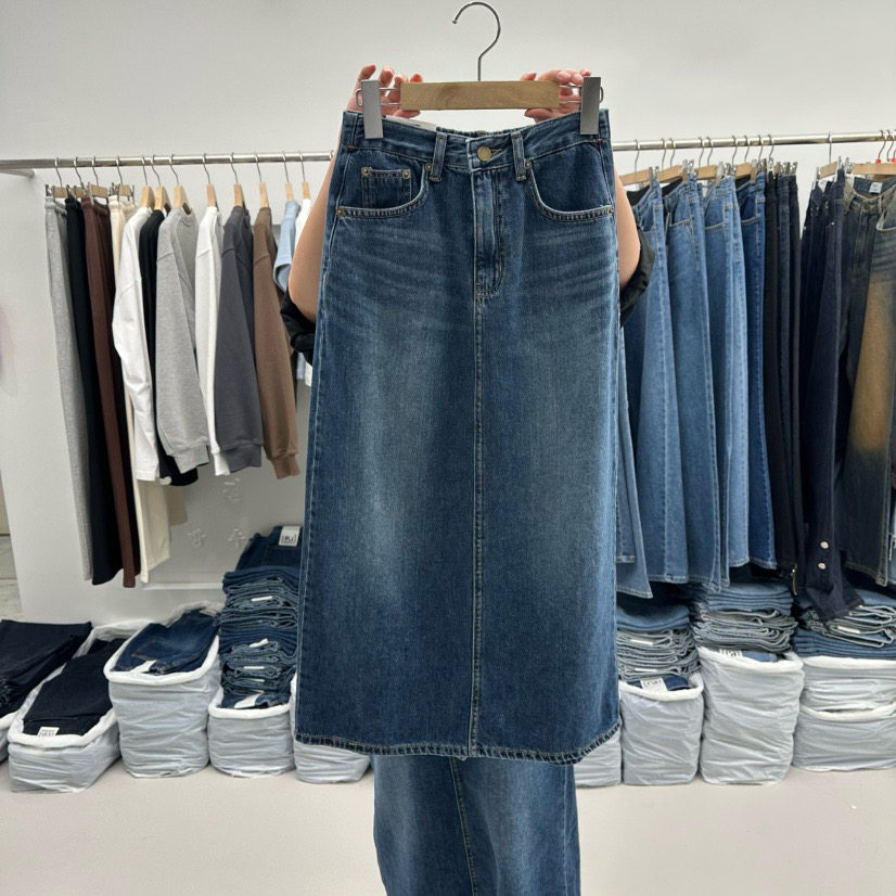 PAI韩国正品小众设计师2025秋冬新款百搭简约休闲牛仔半身裙女