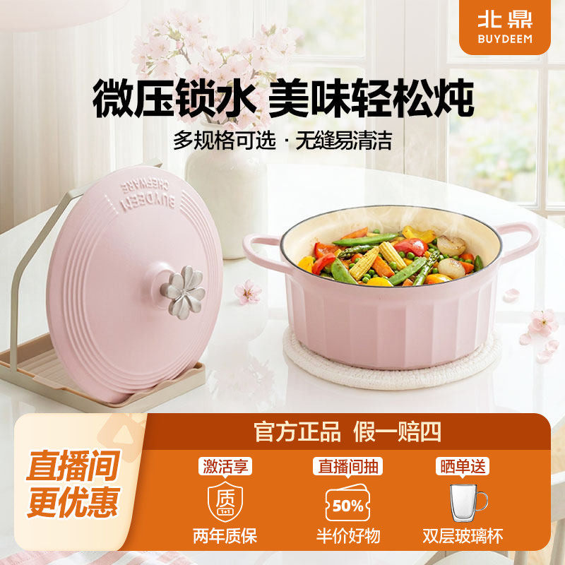 北鼎珐琅锅焖炖锅汤锅砂锅不挑炉灶煲汤家用铸铁锅无氟炖汤锅锁水