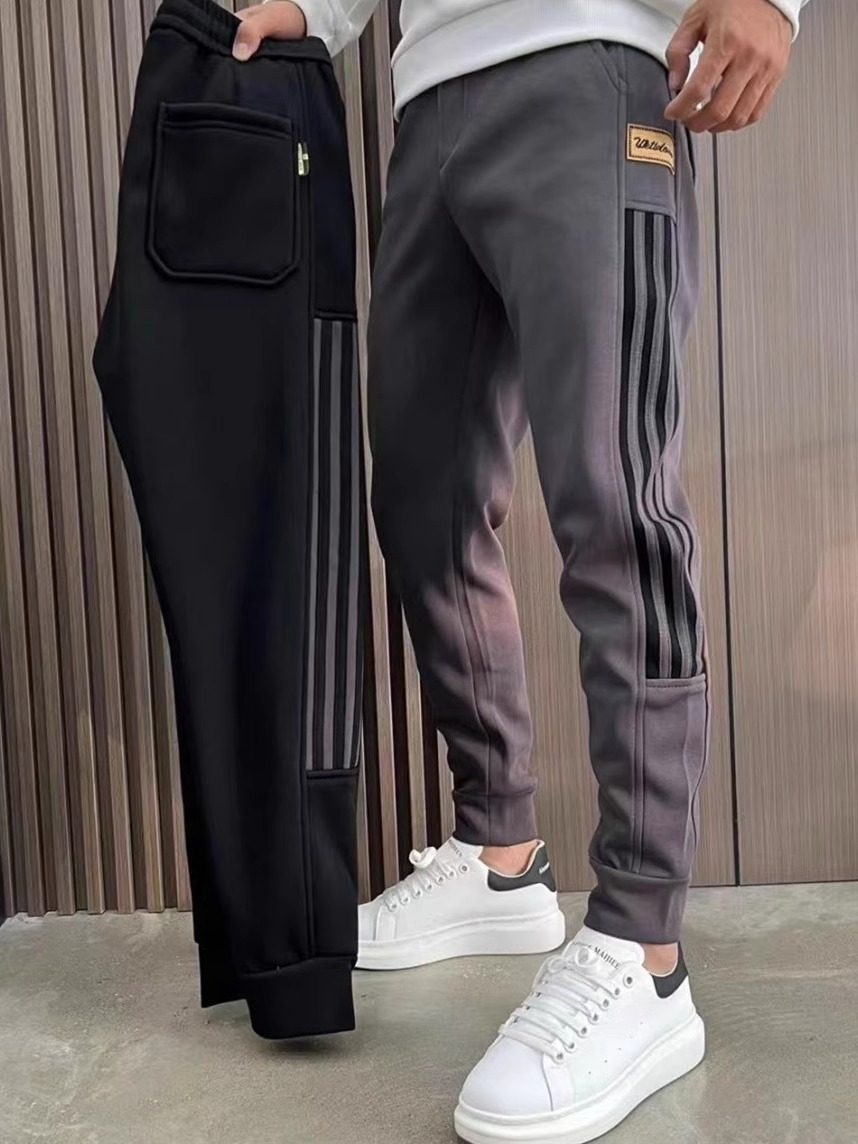 男士潮牌束脚休闲裤2023秋季潮流三道杠修身显瘦小脚运动卫裤子男,男装,休闲裤,淘宝优惠券,粉丝福利购,淘宝优惠卷