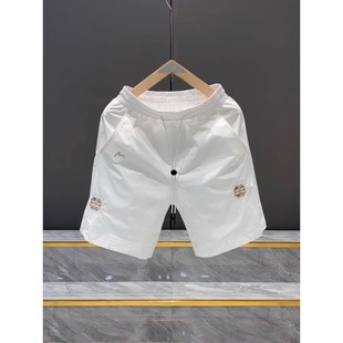 时尚 透气薄款 刺绣中裤 百搭速干男士 短裤 休闲五分裤 男外穿2025夏季