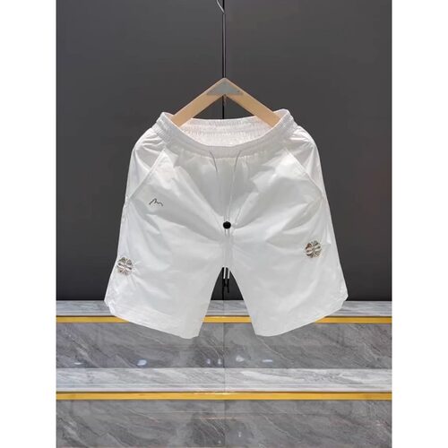 短裤男外穿2025夏季透气薄款时尚刺绣中裤百搭速干男士休闲五分裤