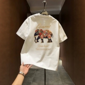 2025新款 上衣 纯棉短袖 国潮卡通大象印花纯棉T恤男士 痞帅潮流半袖