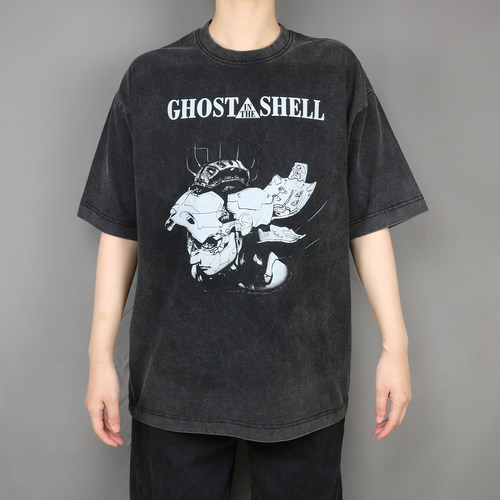 Ghost in the Shell短袖T恤攻壳机动队美式动漫重磅水洗做旧男女