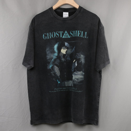 攻壳机动队 短袖T恤Ghost in the Shell赛博朋克水洗落肩复古男女