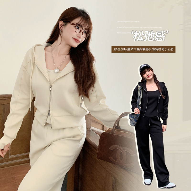 CHANGE大码女装胖mm宽松卫衣搭休闲长裤搭吊带背心休闲三件套套装,女装/女士精品,常规大码外套,淘宝优惠券,粉丝福利购,淘宝优惠卷