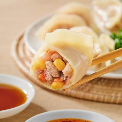 新品思念大肉粒水饺速冻食品早餐夜宵饺子猪肉玉米香菇荠菜饺子蒸