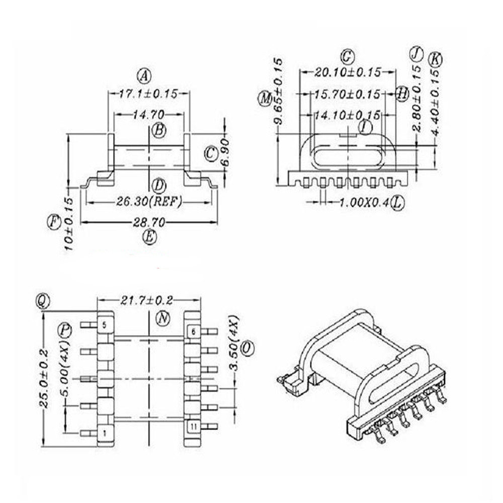 EPC25变压器贴片5+6打样定做epc25高频变压器打样环型电源定制
