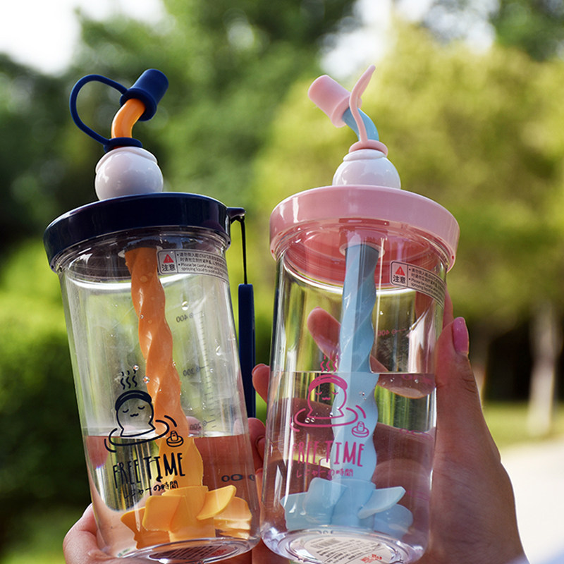 网红搅拌杯儿童夏季水杯卡通男生高颜值吸管杯子女生可爱摇摇杯