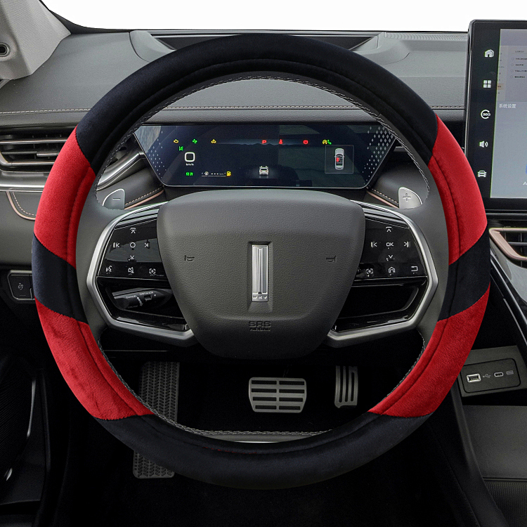 牧艺冬季毛绒保暖汽车方向盘套
