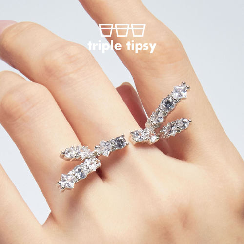 tripletipsy碎冰喷泉开口戒指
