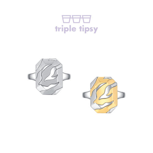 tripletipsy虎纹双色拼接开口戒
