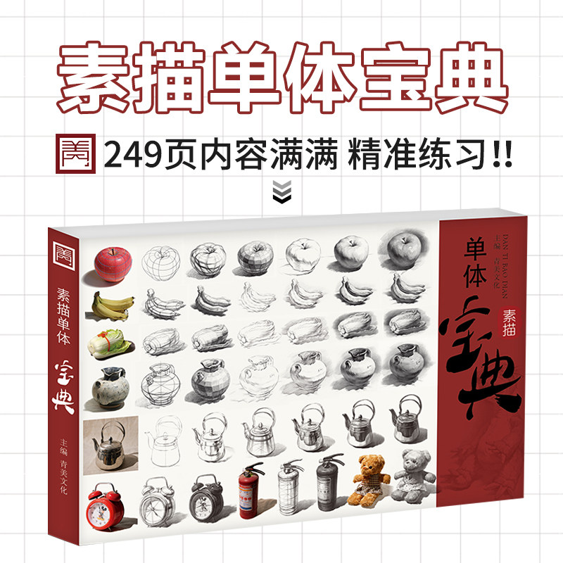 素描单体宝典 青美文化单个静物水果蔬菜罐子器皿杂物类临摹范本初学