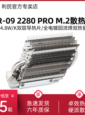 利民HR-09 2280 PRO固态硬盘SSD散热器全电镀2热管 M.2铝合金马甲
