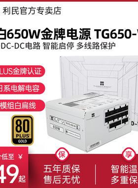利民650W/750W金牌全模组TG650全日系电解电容ATX3.0白色电源850W