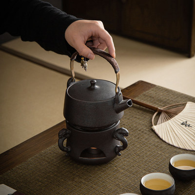 日式粗陶茶壶煮茶壶提梁壶酒精炉煮茶器茶炉温酒炭炉功夫茶具配件