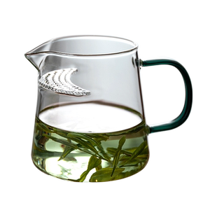 茶漏一体公道杯加厚耐热玻璃透明泡茶专用月牙片过滤茶水分离茶器