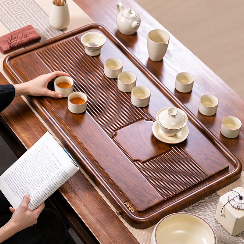 中式复古竹木茶盘加厚硬质面板