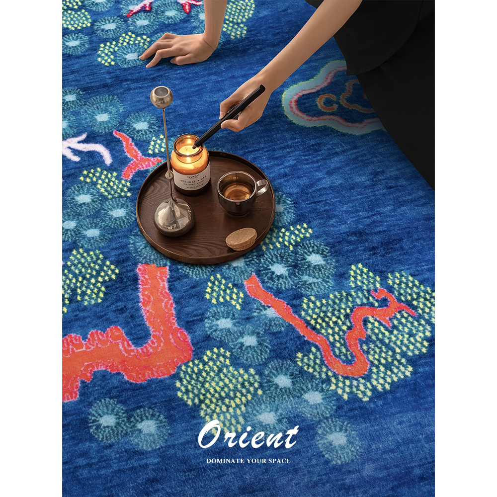 「叠翠」设计师款复古风蓝色地毯