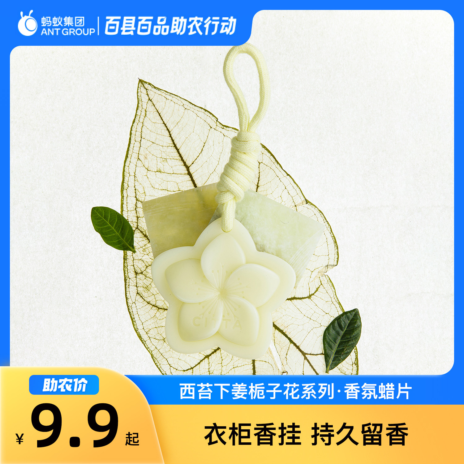 CITTA西苔栀子花香氛蜡片衣柜挂件室内卧室卫生间室内增香去味
