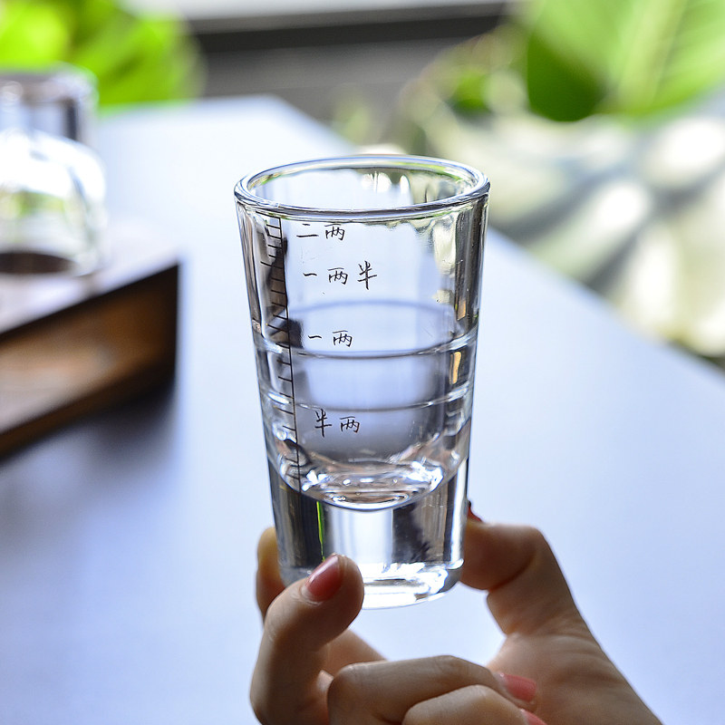 齐匠白酒杯黄酒二两杯金刻度图片