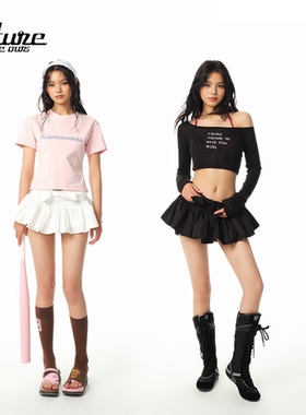 F1os 纯欲辣妹高腰半身裙女蝴蝶结小心机设计蓬蓬超短气质裙裤