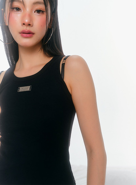 F1os原创设计 纯欲辣妹吊带背心女三色钢牌收腰气质上衣