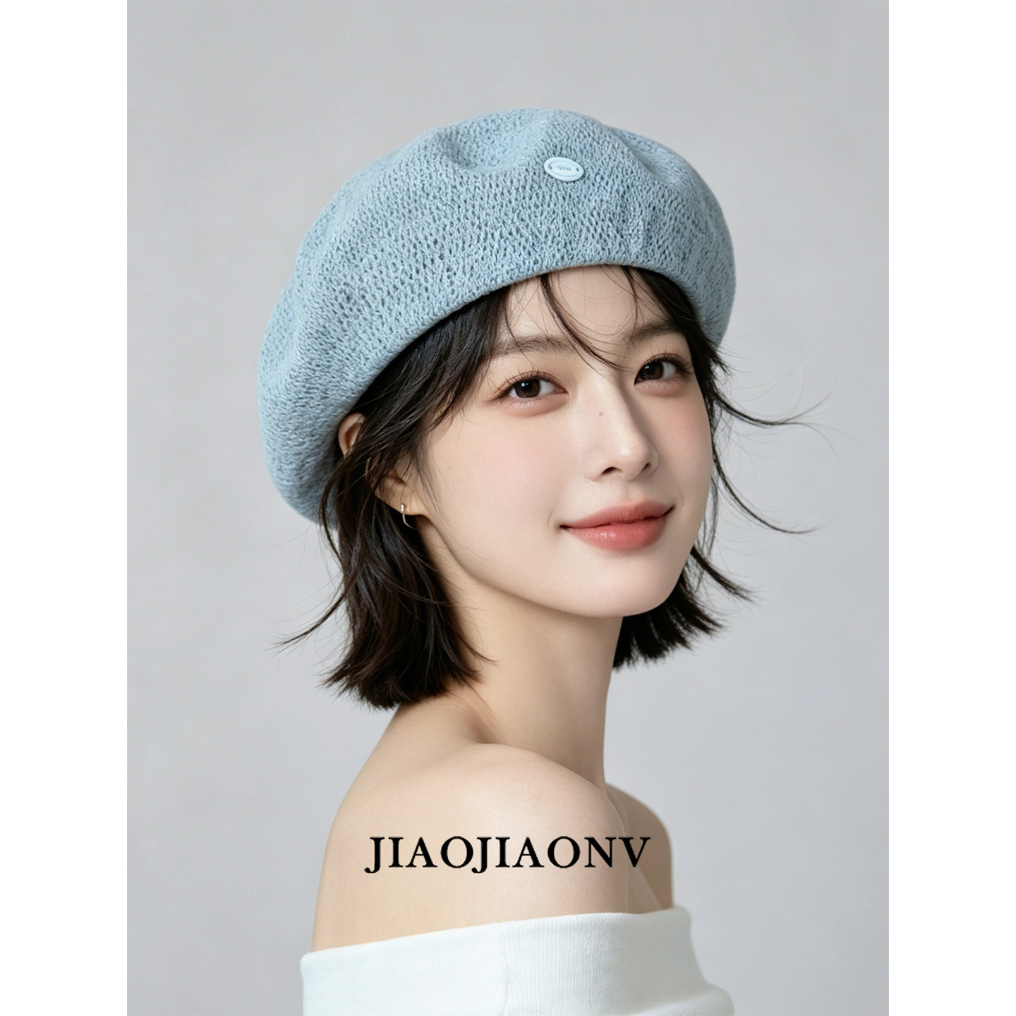 蓝色气质贝雷帽女2026韩版高品质夏季薄款画家帽时髦洋气蓓蕾帽子